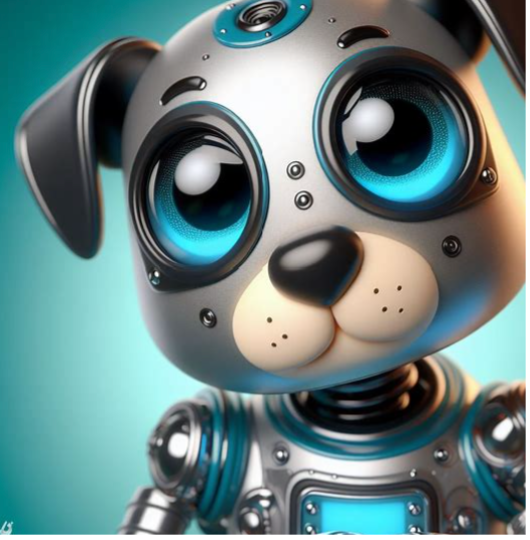 A robot dog looking cute.